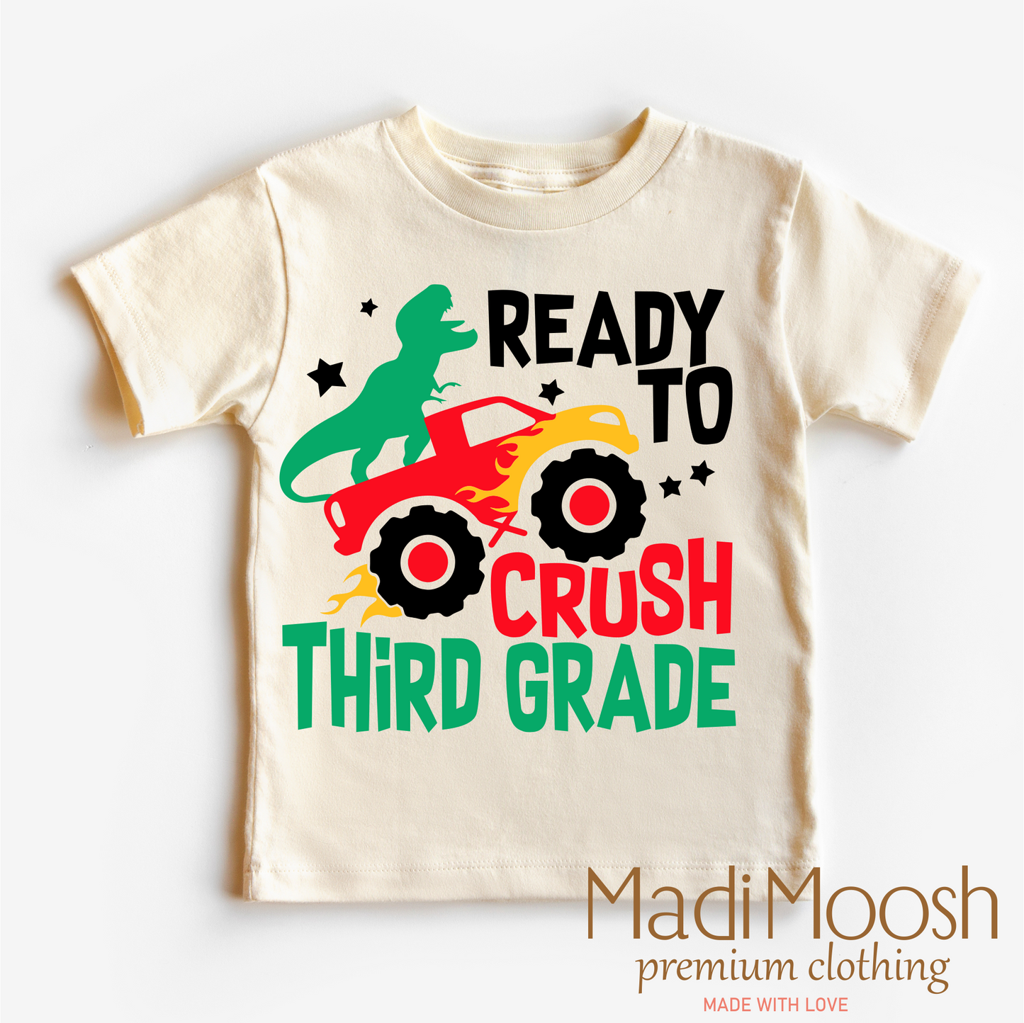3rd Grade Dinosaur Monster Truck Shirt Back To School Tee Madi Moosh