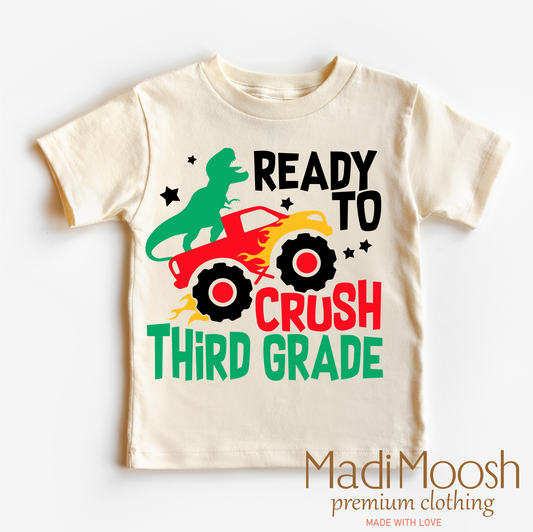 3rd Grade Dinosaur Monster Truck Shirt Back To School Tee Madi Moosh
