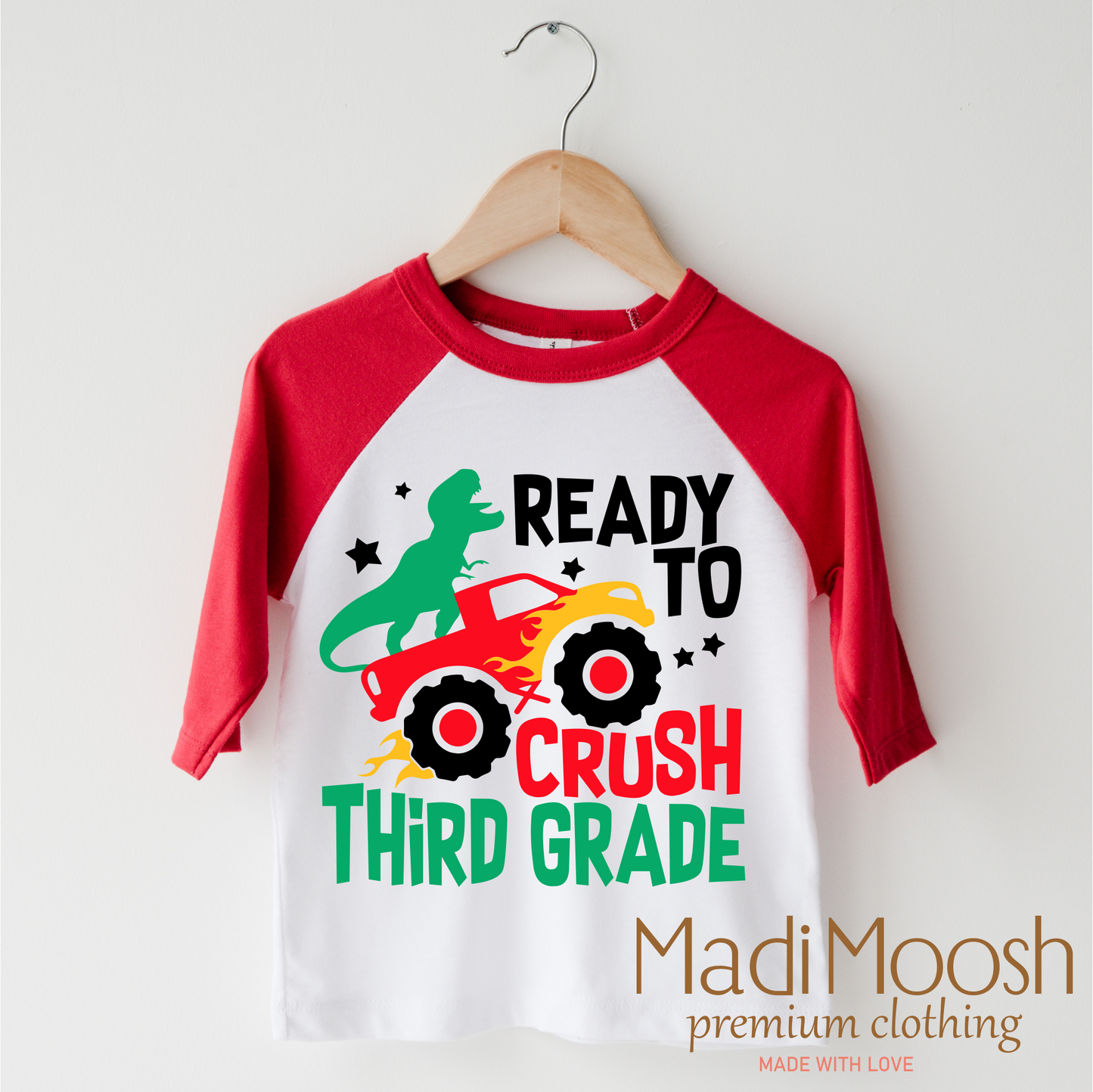 3rd Grade Dinosaur Monster Truck Shirt Back To School Tee Madi Moosh