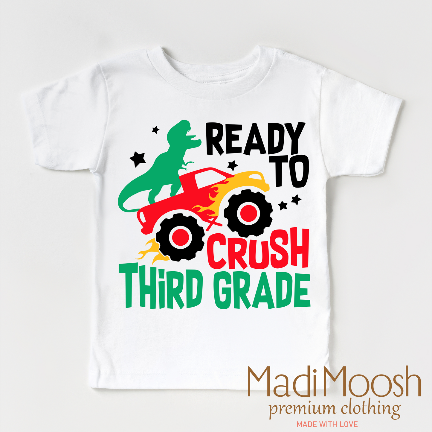 3rd Grade Dinosaur Monster Truck Shirt Back To School Tee Madi Moosh