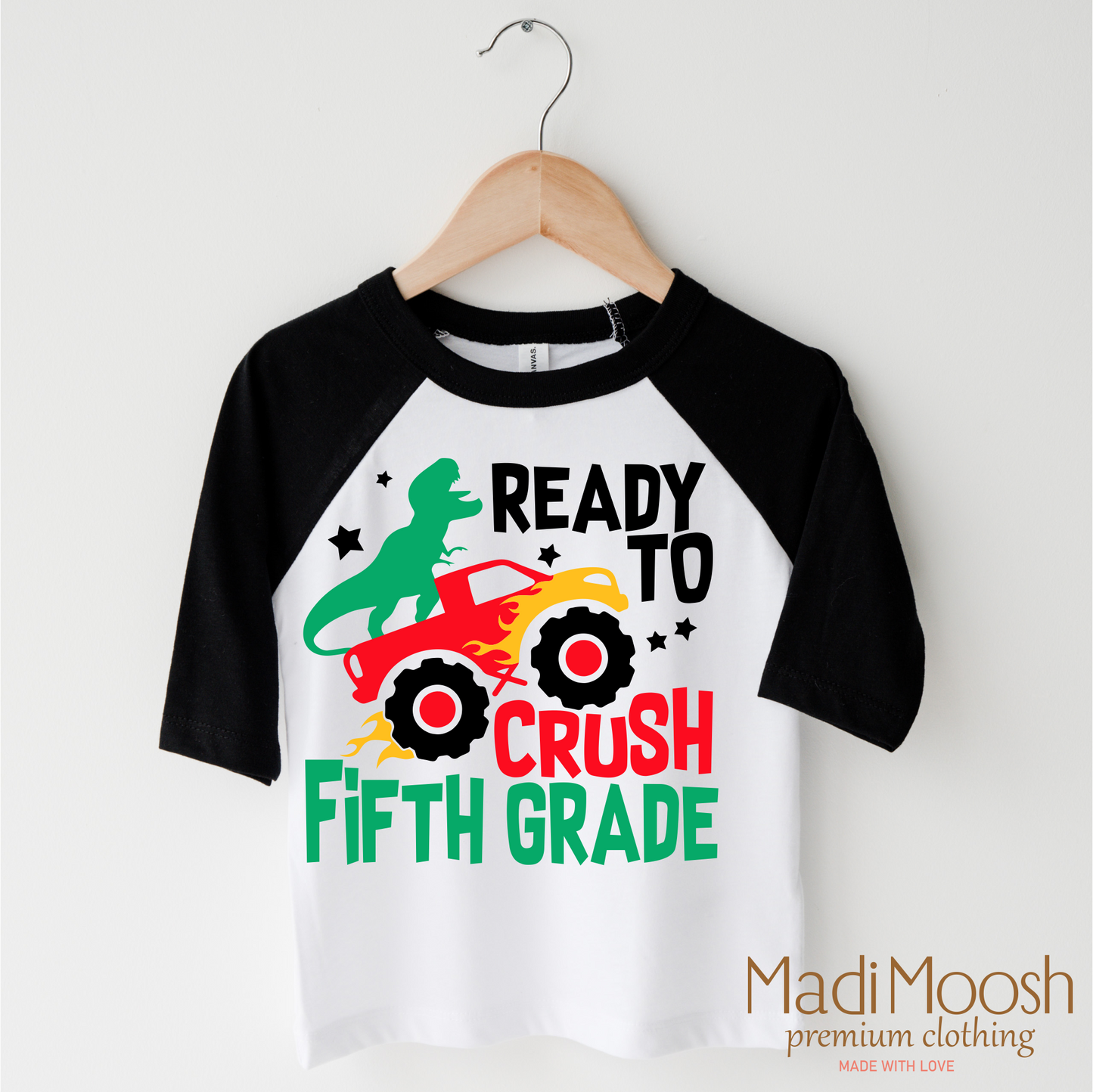 5th Grade Dinosaur Monster Truck Shirt Back To School Tee Madi Moosh