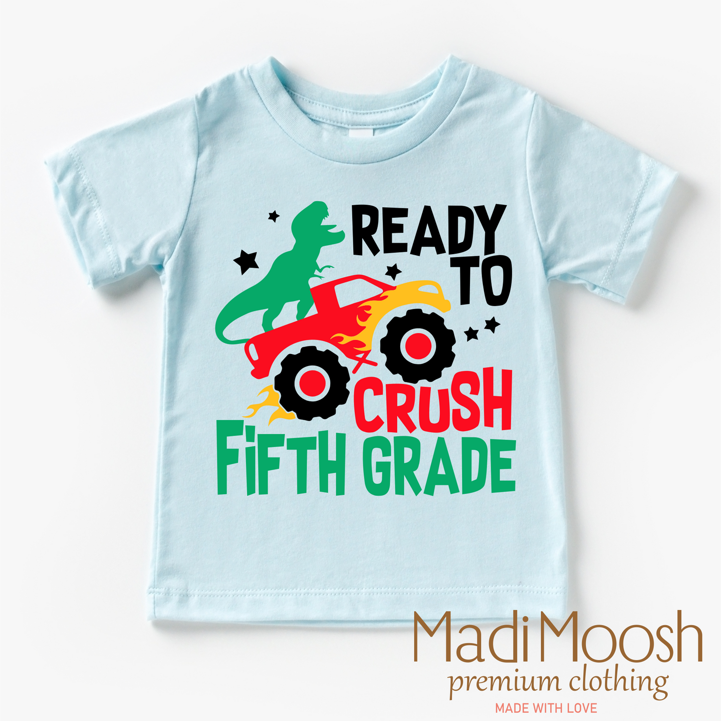 5th Grade Dinosaur Monster Truck Shirt Back To School Tee Madi Moosh
