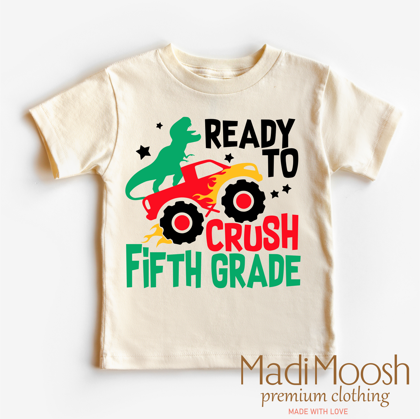 5th Grade Dinosaur Monster Truck Shirt Back To School Tee Madi Moosh