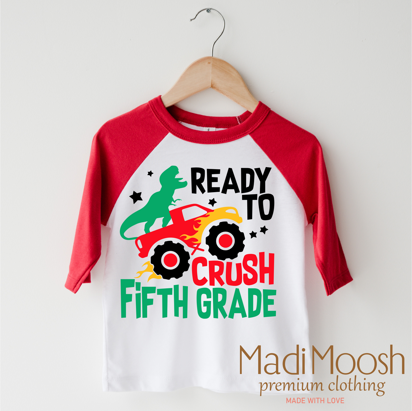 5th Grade Dinosaur Monster Truck Shirt Back To School Tee Madi Moosh