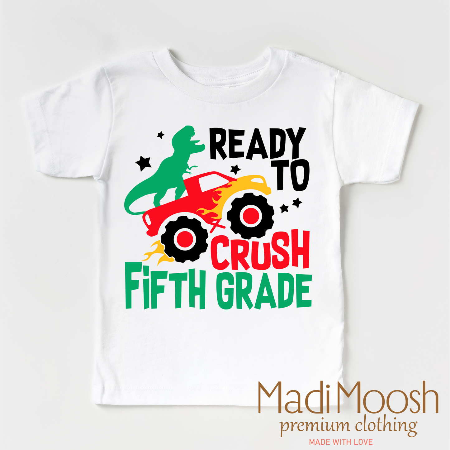 5th Grade Dinosaur Monster Truck Shirt Back To School Tee Madi Moosh