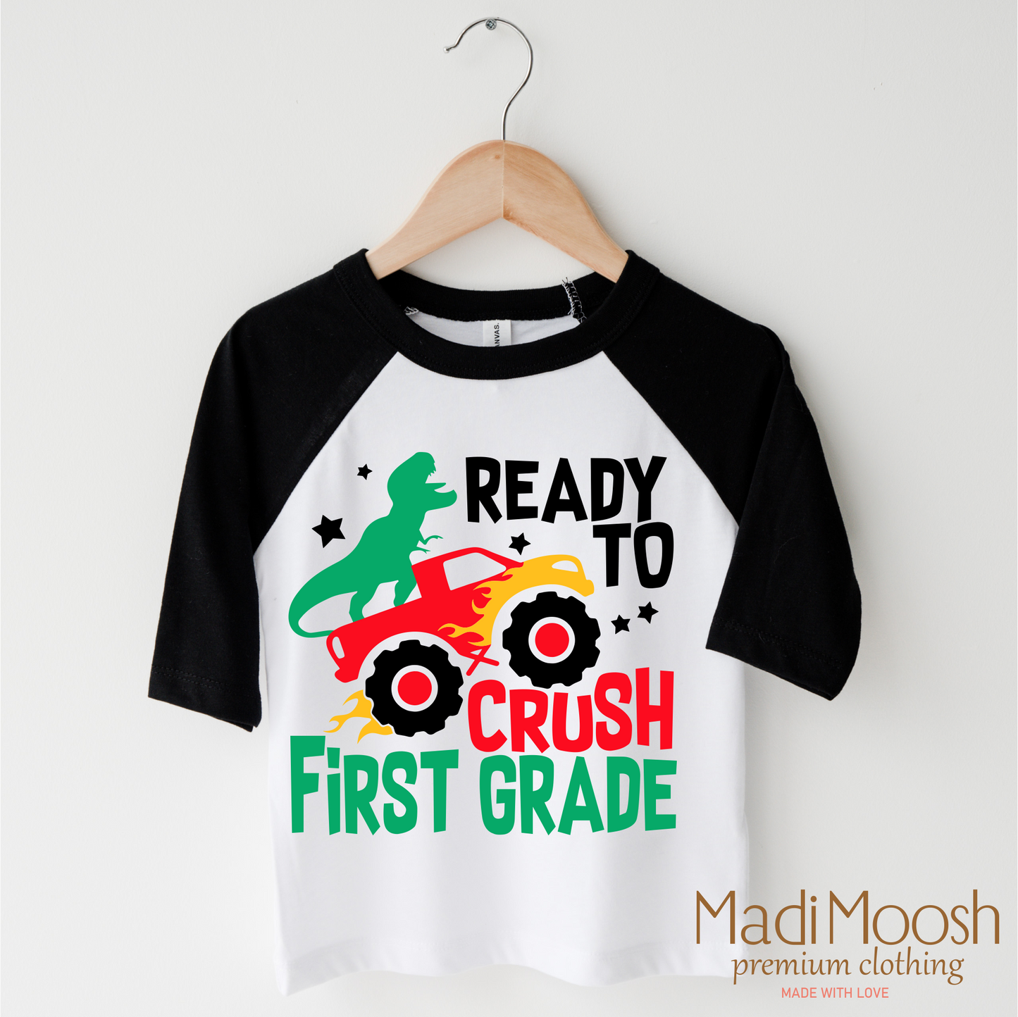Crush 1st Grade Dinosaur Monster Truck Shirt Back To School Tee Madi Moosh
