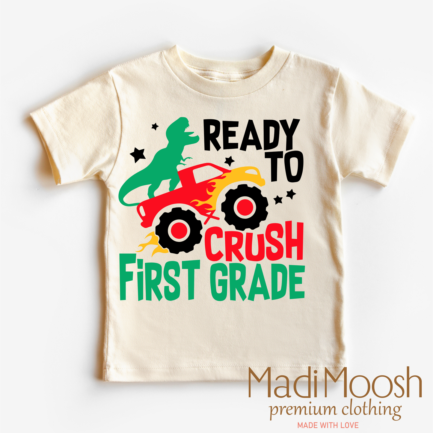 Crush 1st Grade Dinosaur Monster Truck Shirt Back To School Tee Madi Moosh