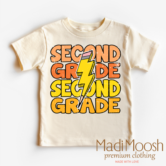Second Grade Lightning Bolt Casual School Shirt Madi Moosh