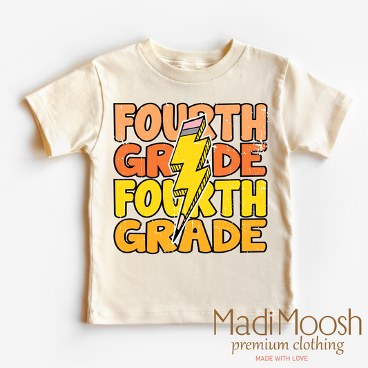Fourth Grade Lightning Bolt Key Attribute School Shirt Madi Moosh