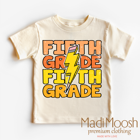 Fifth Grade Lightning Bolt Key Attribute School Shirt Madi Moosh