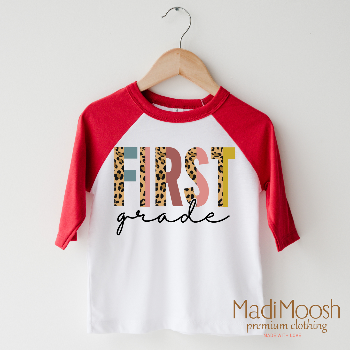 First Grade Leopard Shirt Back To School Kids T-Shirt Madi Moosh