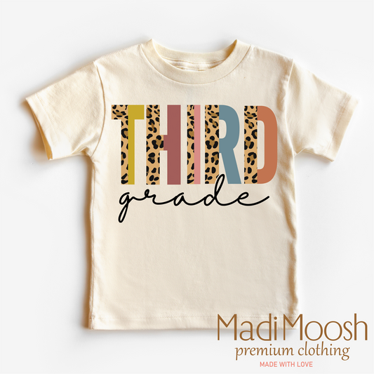 Third Grade Leopard Shirt Back To School Kids Tee Madi Moosh