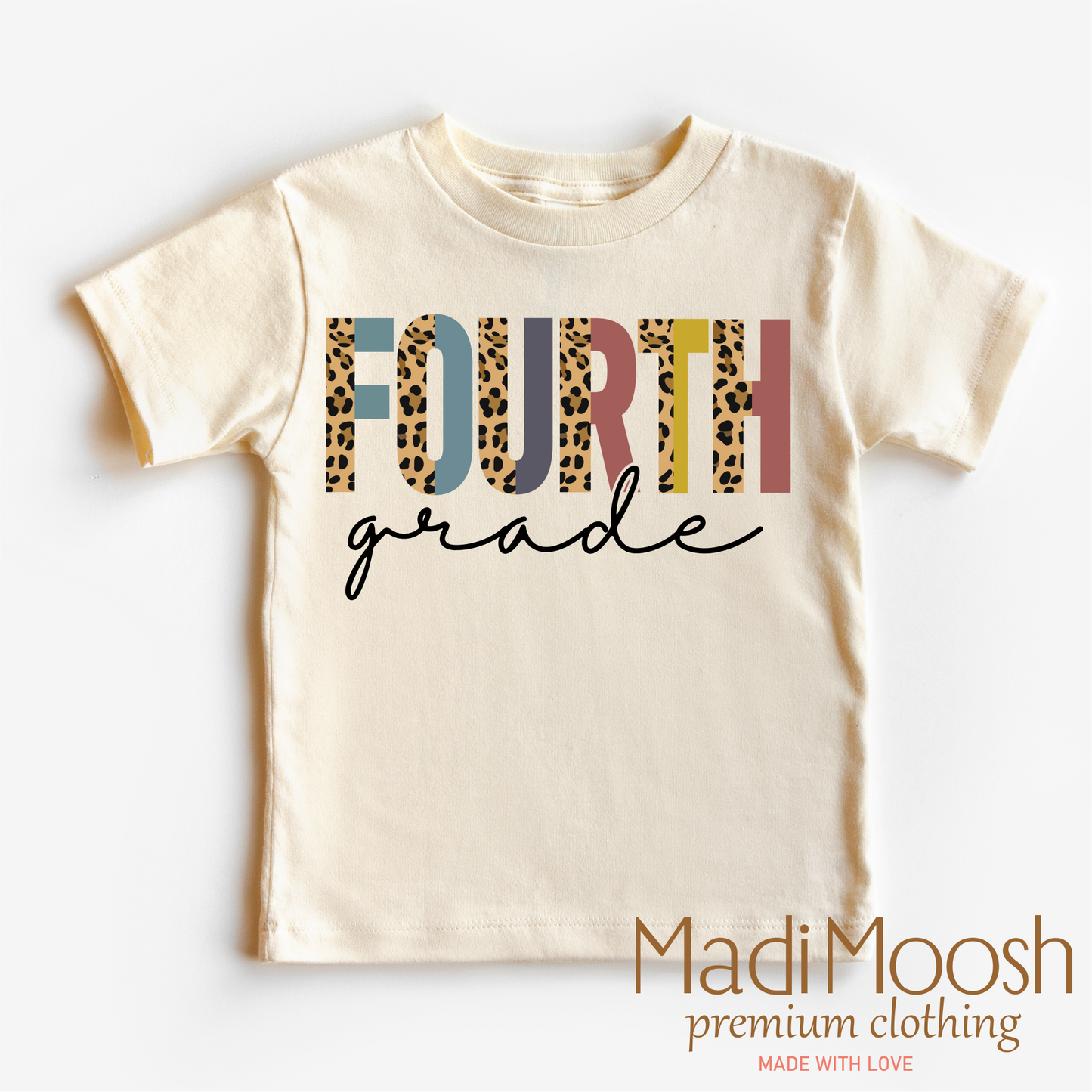 Fourth Grade Leopard Shirt Back To School Kids Tee Madi Moosh