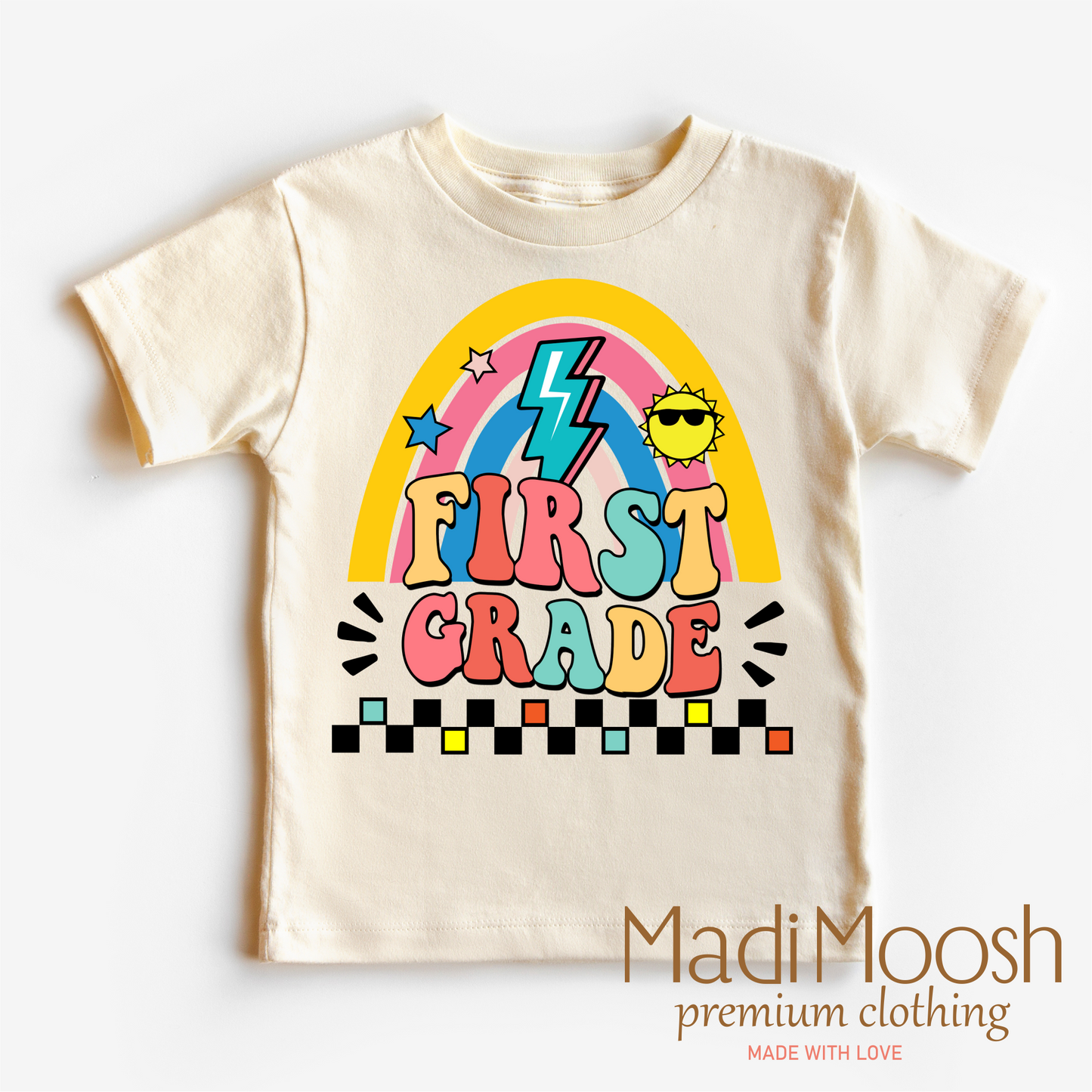 First Grade Rainbow Key Attribute School Shirt Madi Moosh