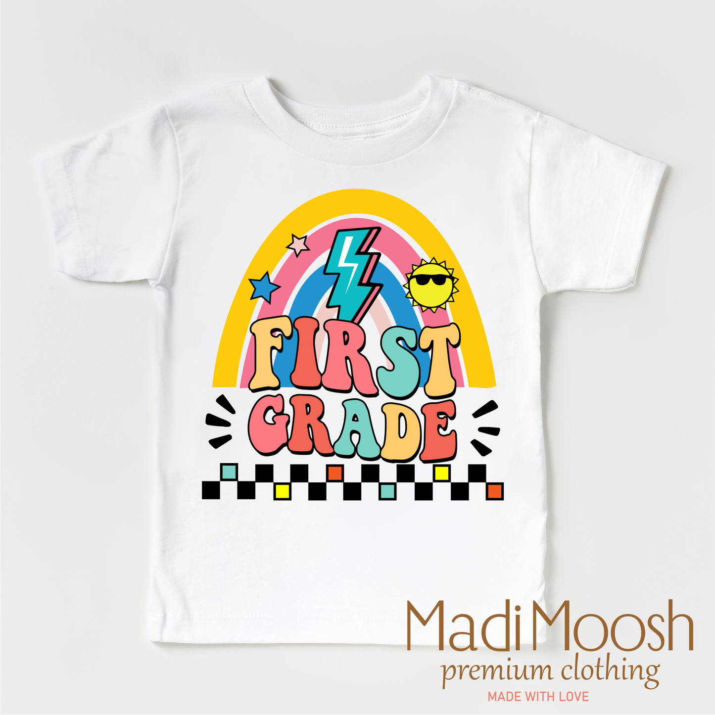 First Grade Rainbow Key Attribute School Shirt Madi Moosh