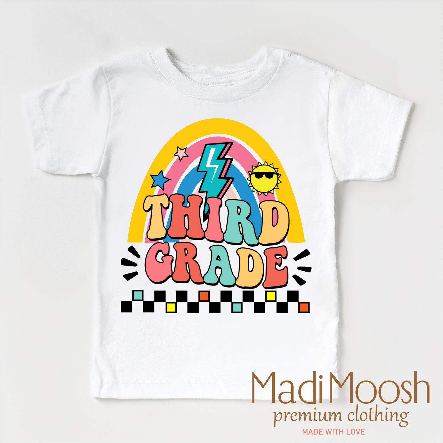 Third Grade Rainbow Key Attribute School Shirt Madi Moosh