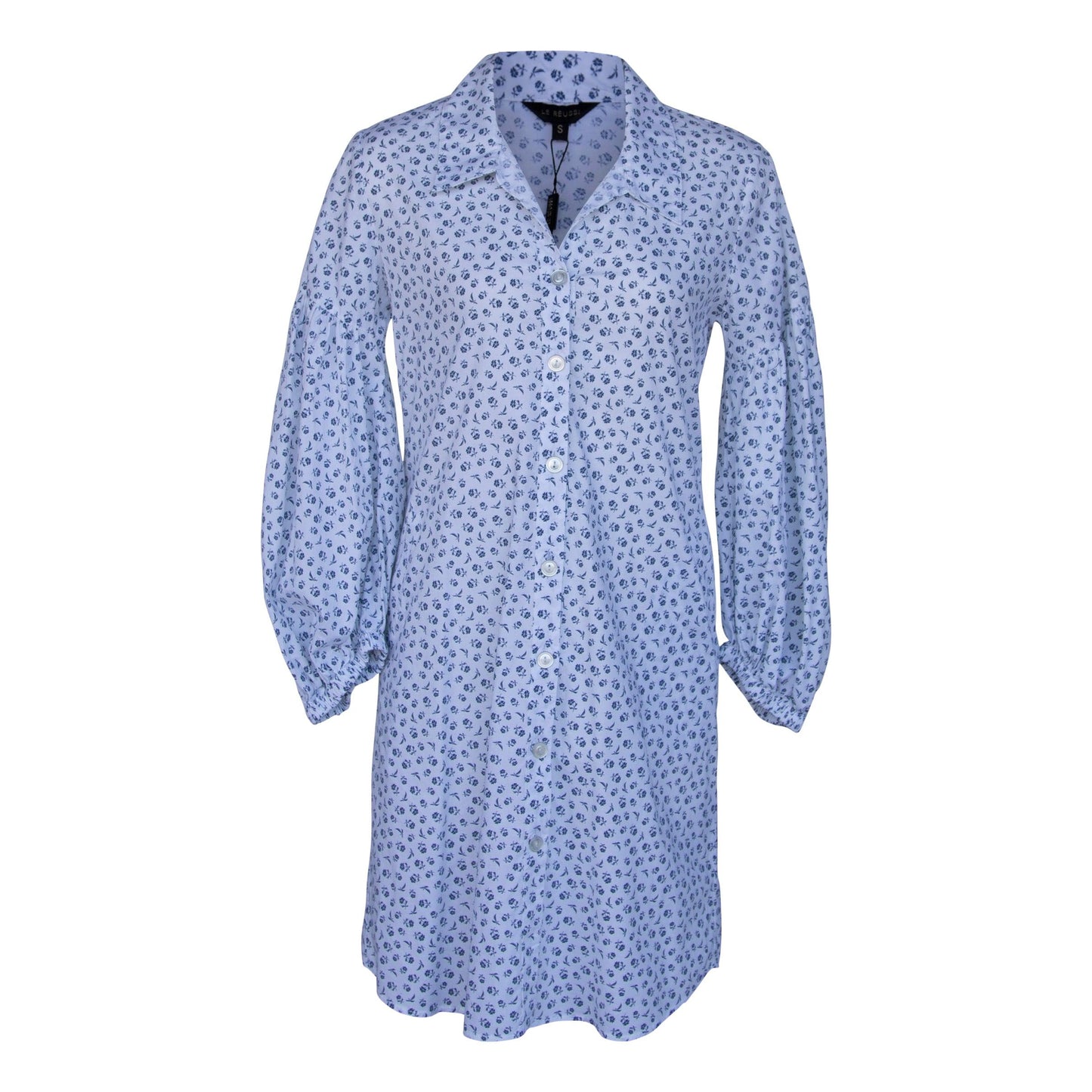 White Floral Oversized Sleeve Shirt Dress Summer Dress