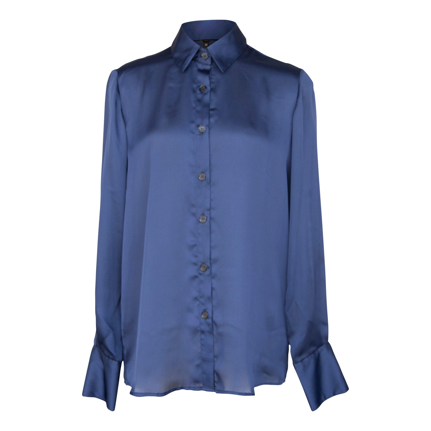 Silk Royal Blue Blouse Women Elegant Top Classy
