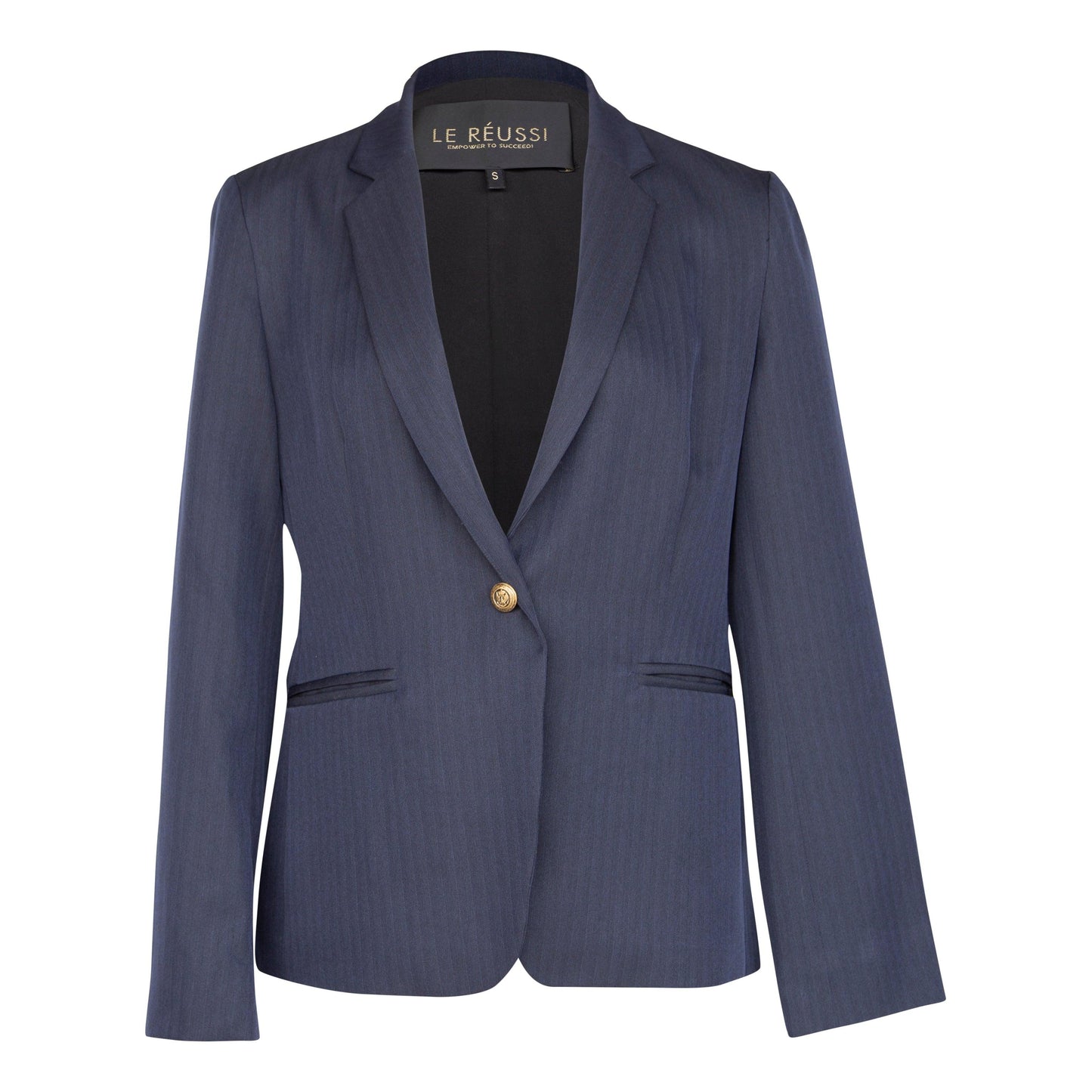 Navy Peak-Lapels Single-Breasted Wool Blazer Women’s Tailored Jacket