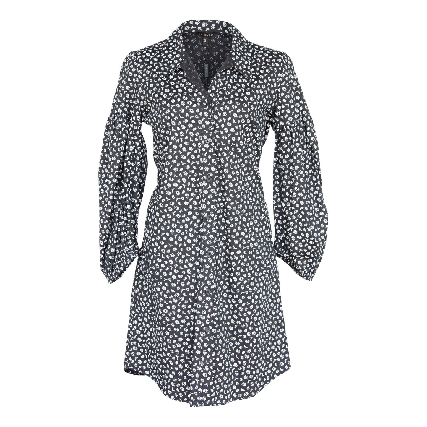 Black Floral Italian Cotton Elegant Summer Dress Le Réussi
