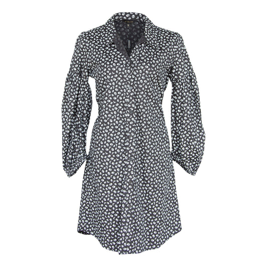 Black Floral Italian Cotton Elegant Summer Dress Le Réussi