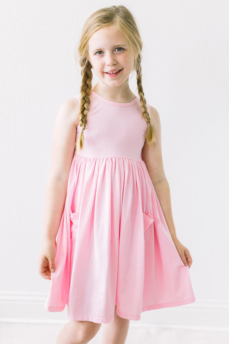 Bubblegum Pink Twirly Tank Pocket Dress
