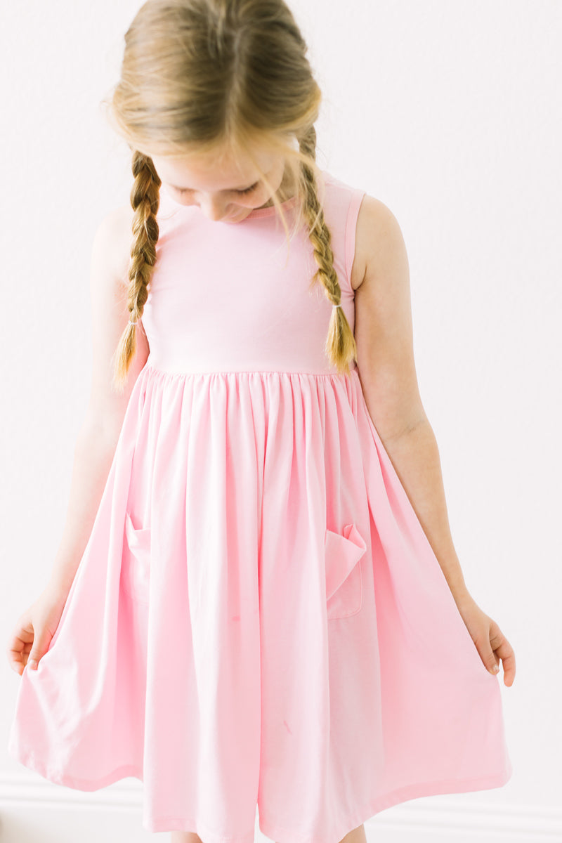Bubblegum Pink Twirly Tank Pocket Dress
