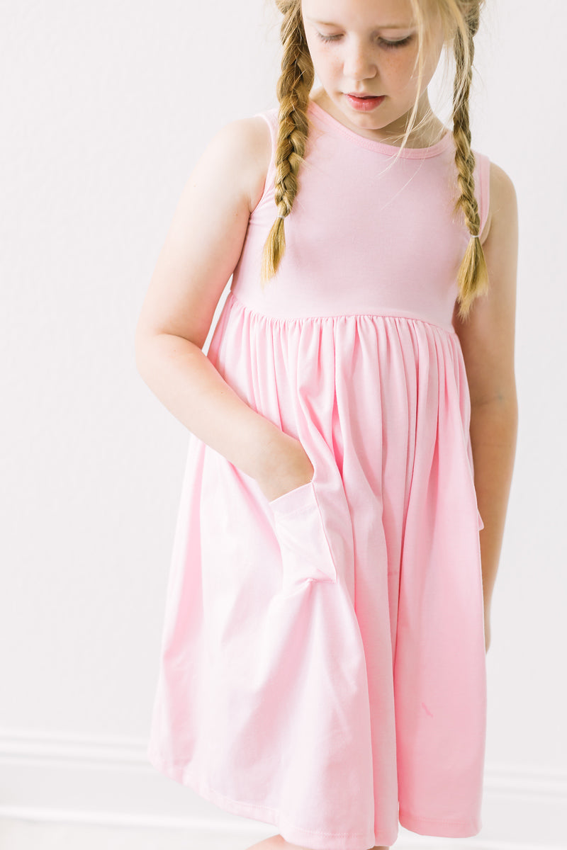 Bubblegum Pink Twirly Tank Pocket Dress