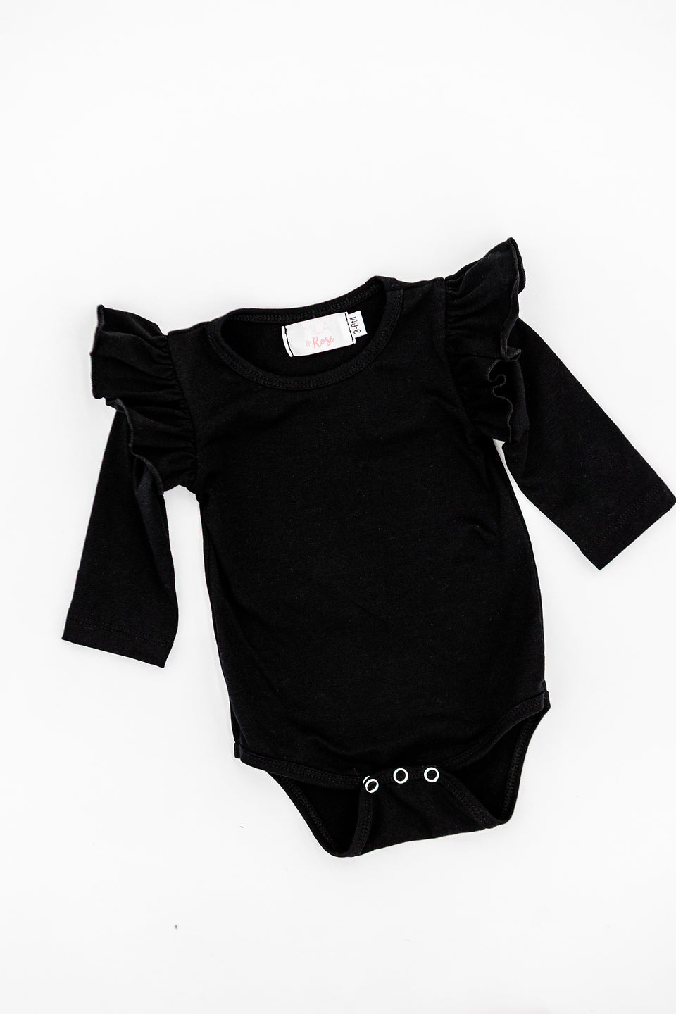 Black Long Sleeve Flutter Bodysuit Baby Mila & Rose