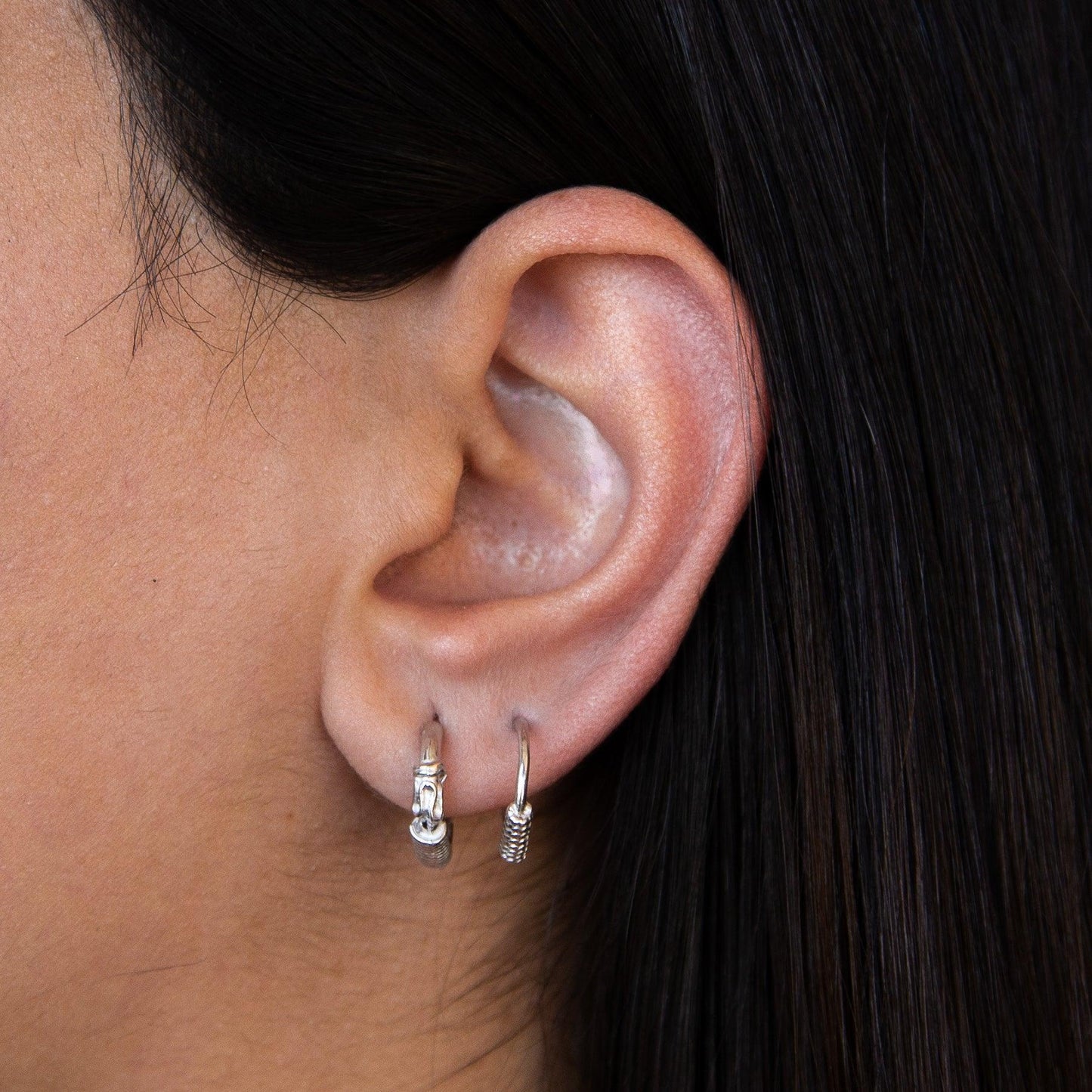 Sterling Silver Mini Hoop Earrings Italian Made