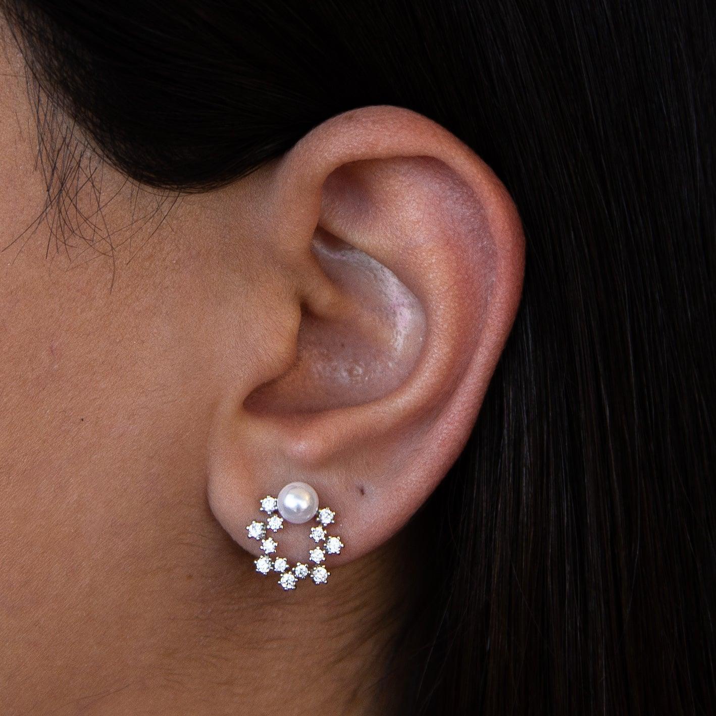 Pearlescent Elegance Small White Gold Earrings Le Reussi