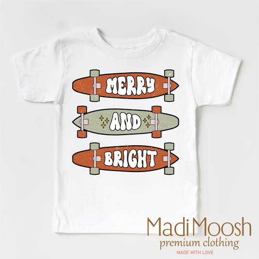 Merry And Bright Skater Christmas Shirt - Christmas Shirt