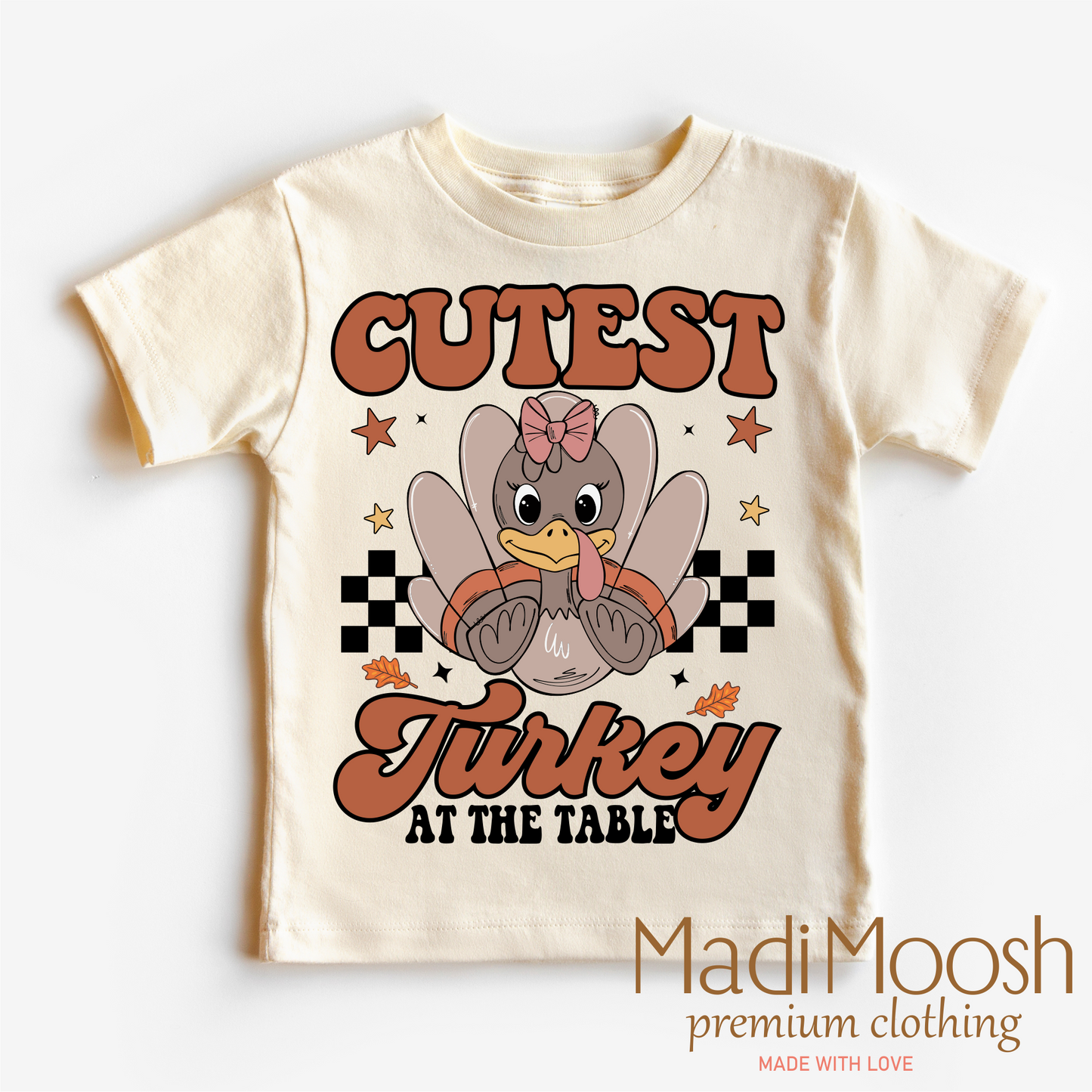 Cutest Turkey At The Table Kids Thanksgiving Shirt Madi Moosh