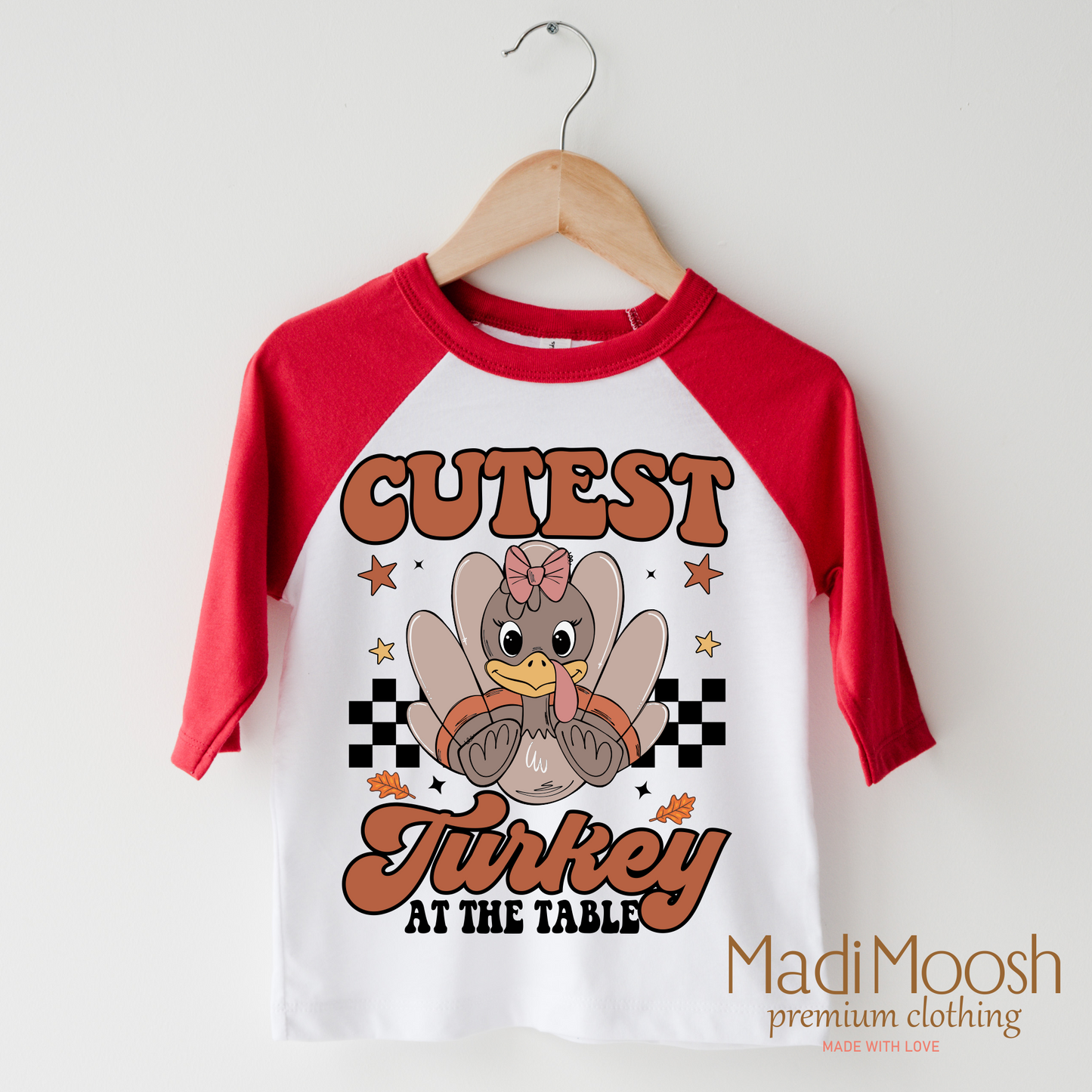Cutest Turkey At The Table Kids Thanksgiving Shirt Madi Moosh