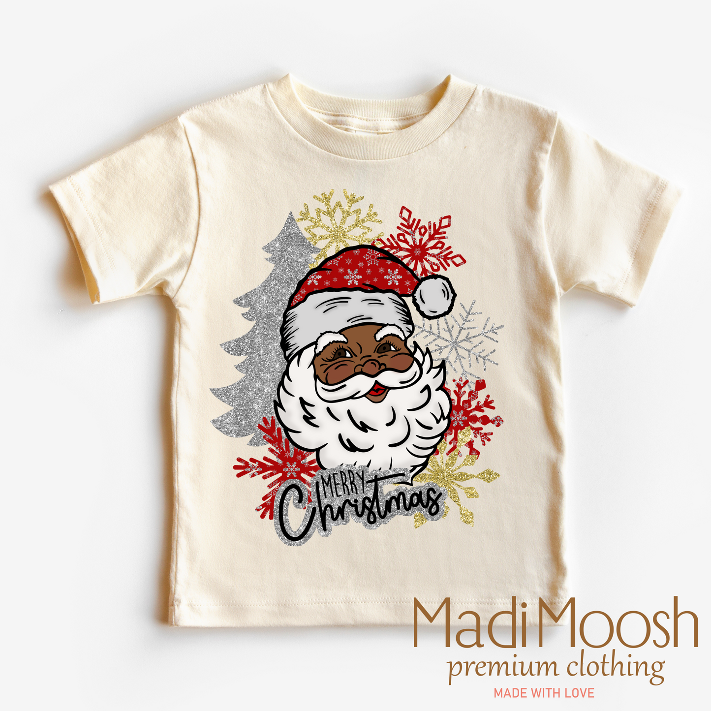 Black Santa Merry Christmas Shirt Christmas Tee Madi Moosh