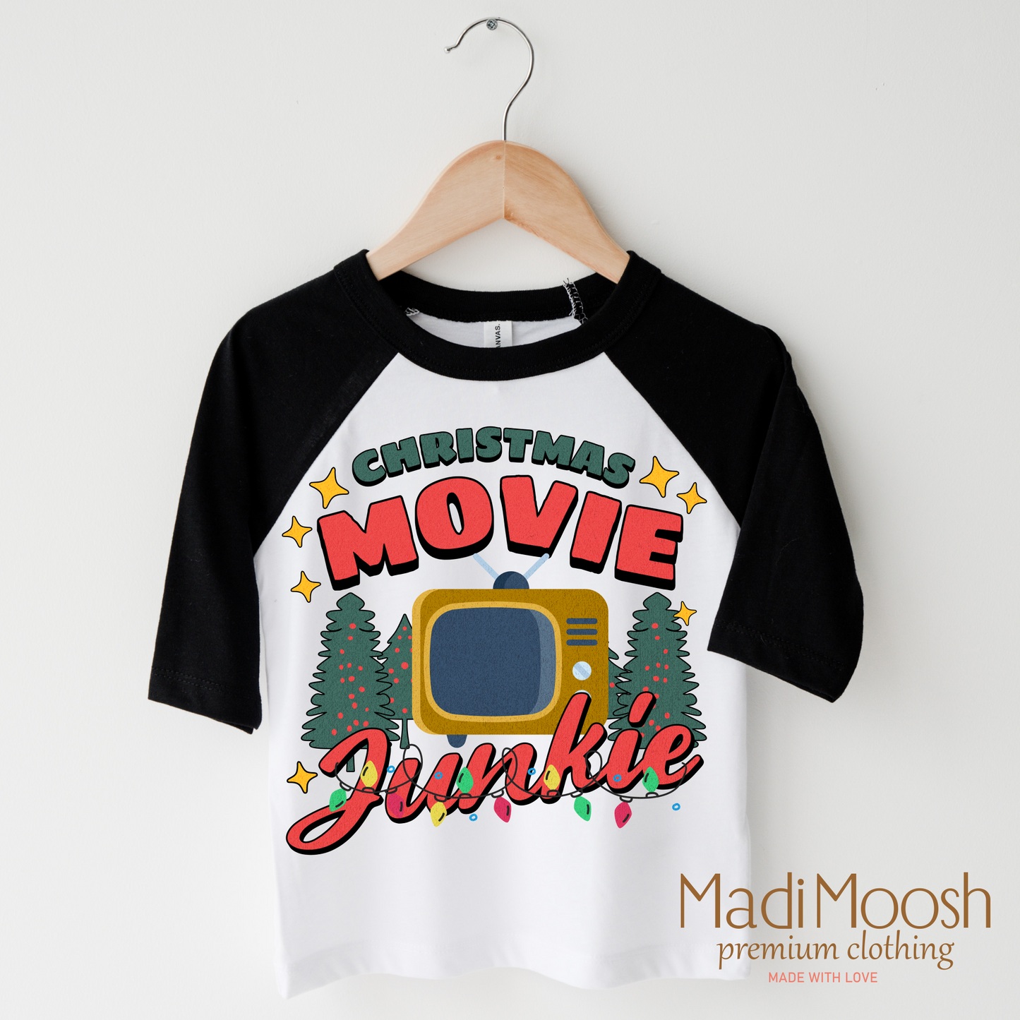 Christmas Movie Junkie Soft Cotton Shirt Christmas Tee Madi Moosh