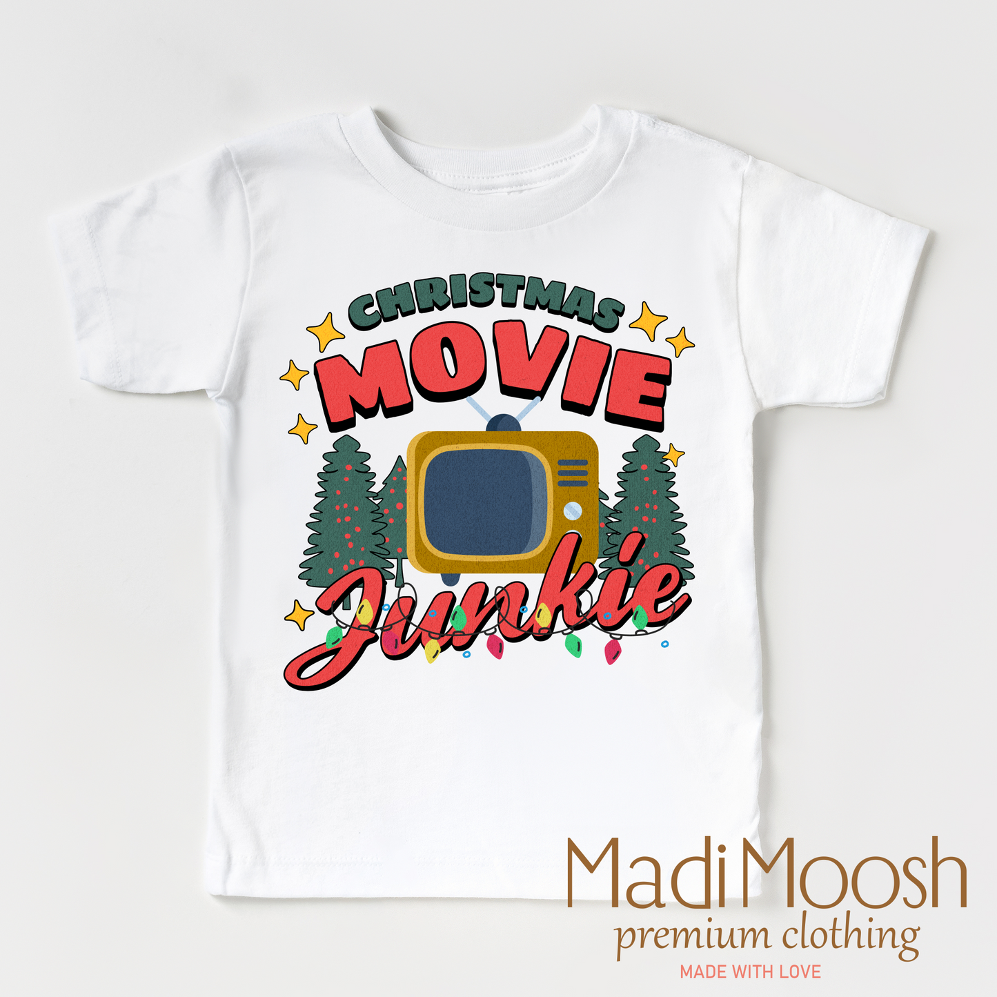 Christmas Movie Junkie Soft Cotton Shirt Christmas Tee Madi Moosh