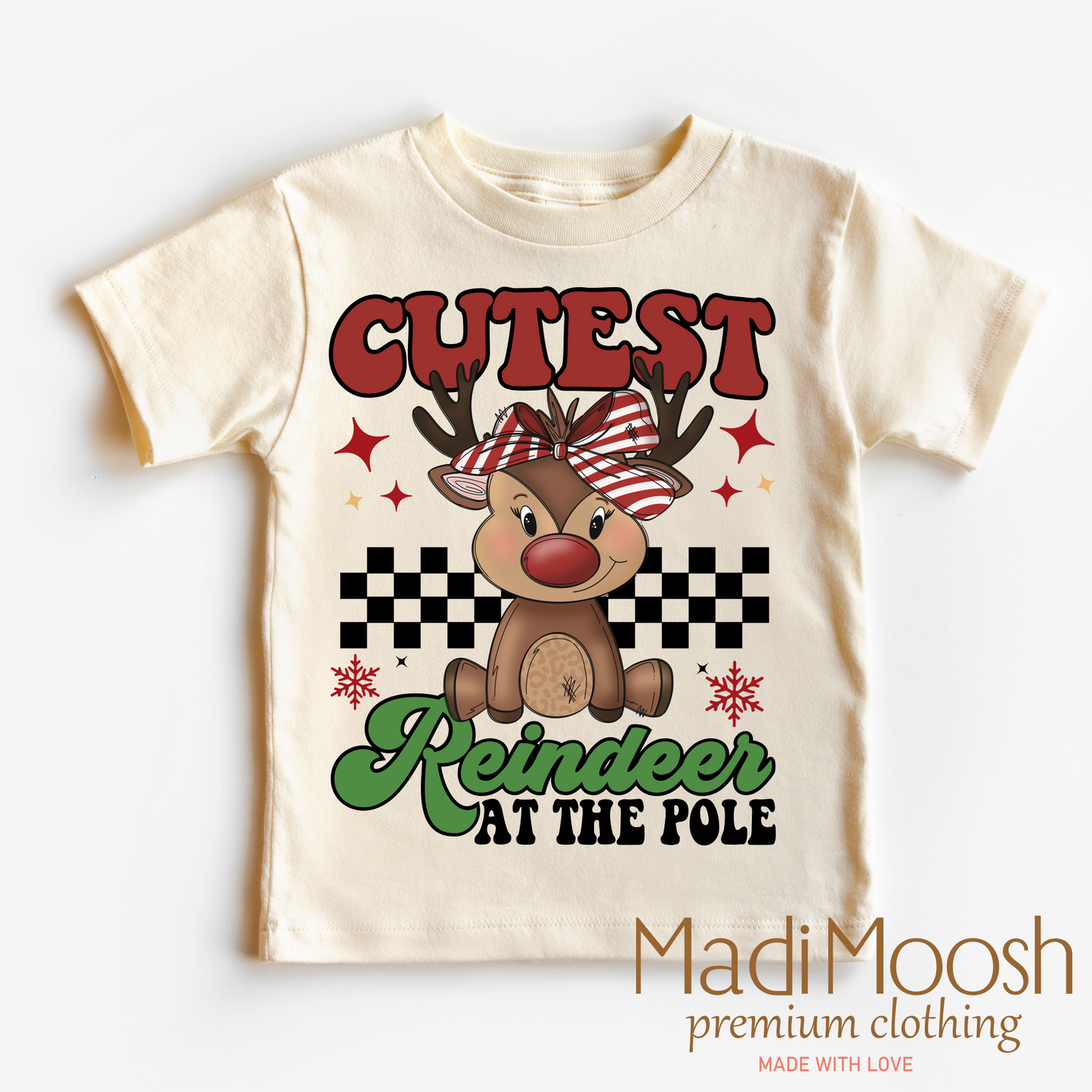Cutest Reindeer At The Pole Christmas Shirt Bella Canvas