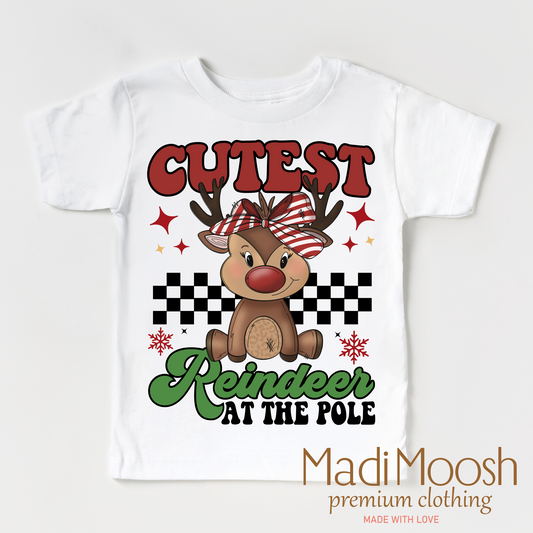 Cutest Reindeer At The Pole Christmas Shirt Bella Canvas