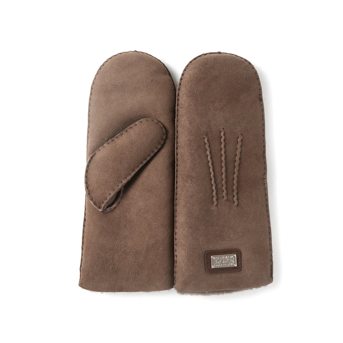 Suede burnt mitts natural sheepskin winter mittens Australia Luxe Collective
