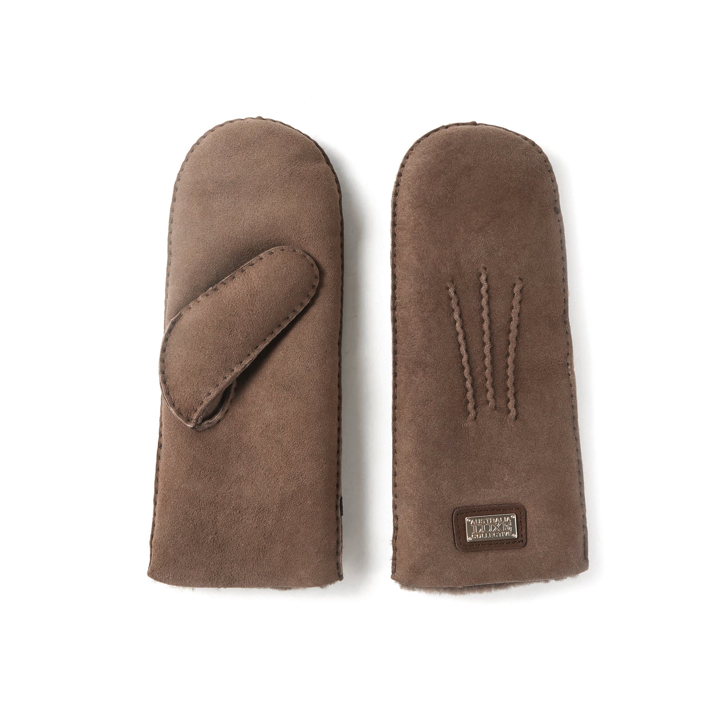 Suede burnt mitts natural sheepskin winter mittens Australia Luxe Collective