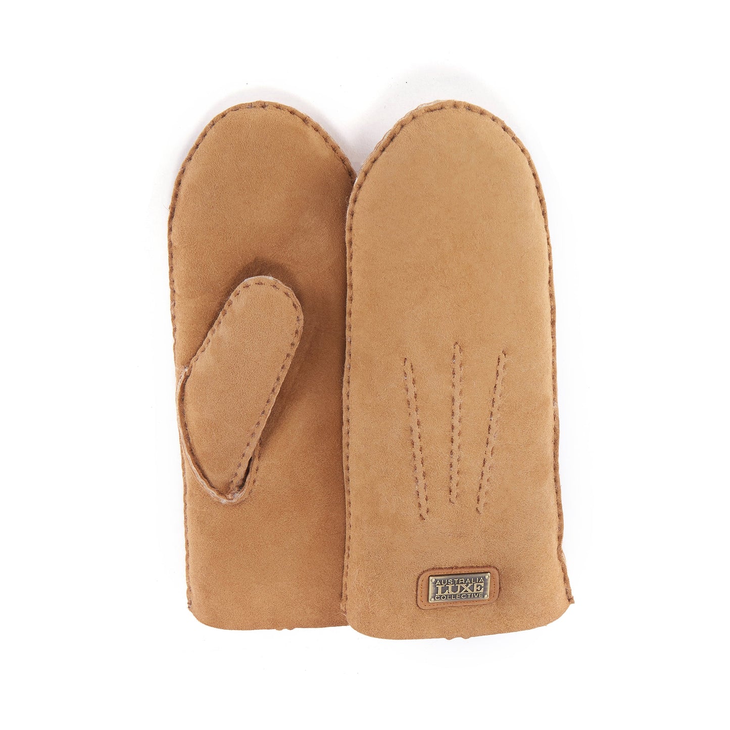 Suede Chestnut Mittens Sheepskin Lined Australia Luxe Collective