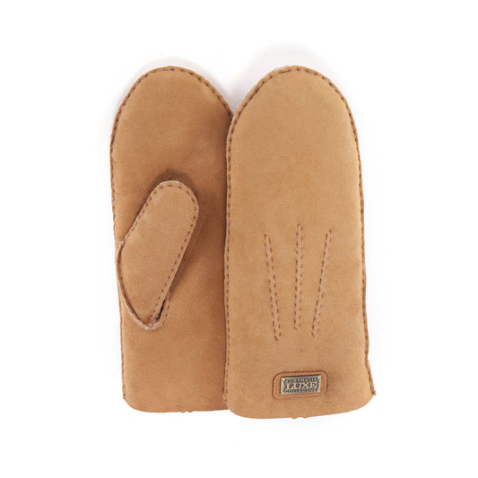 Suede Chestnut Mittens Sheepskin Lined Australia Luxe Collective
