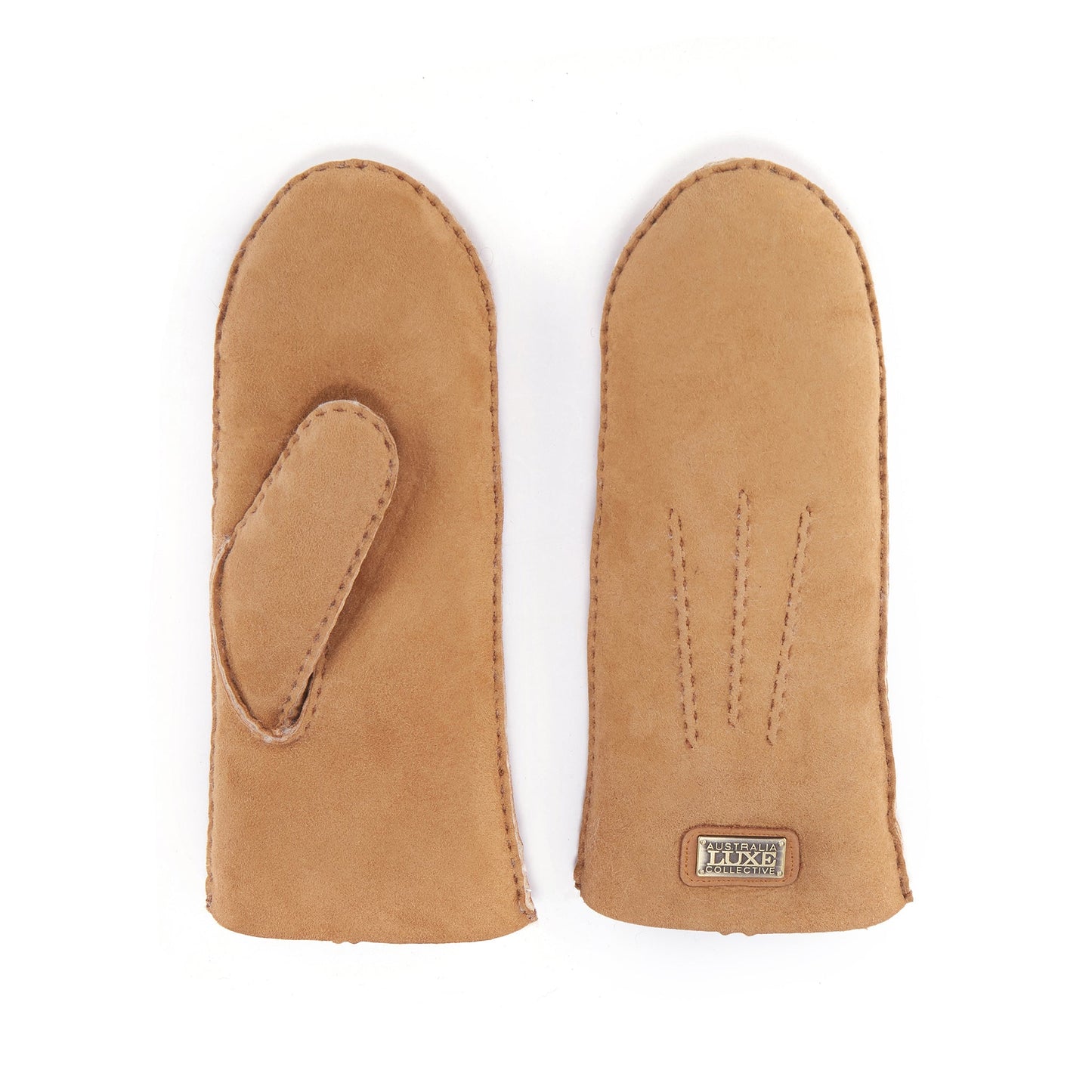 Suede Chestnut Mittens Sheepskin Lined Australia Luxe Collective