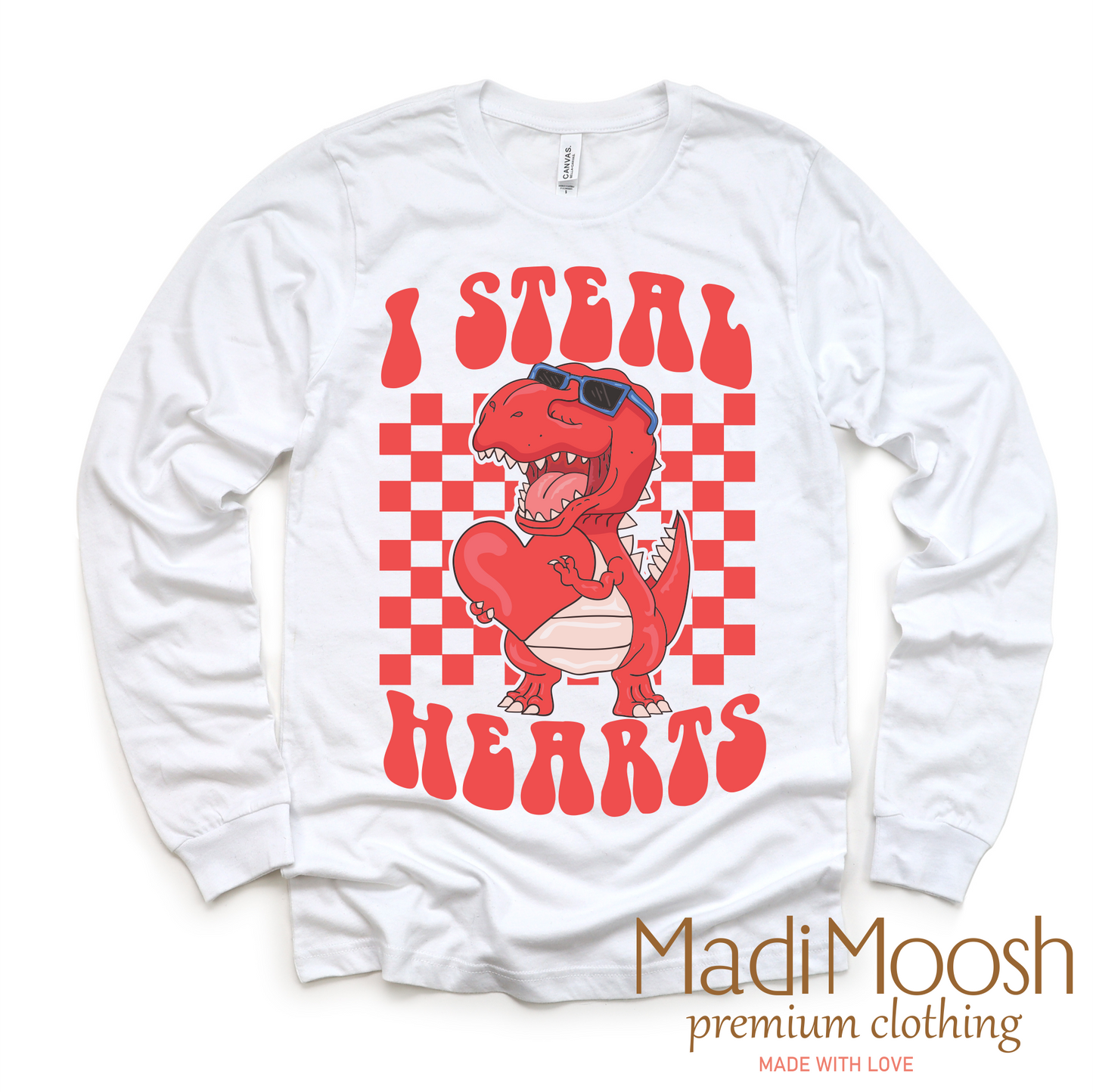 I Steal Hearts Dinosaur Valentine's Day Shirt - Valentine Tee