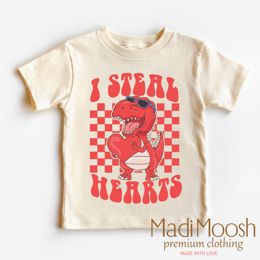 I Steal Hearts Dinosaur Valentine's Day Shirt - Valentine Tee