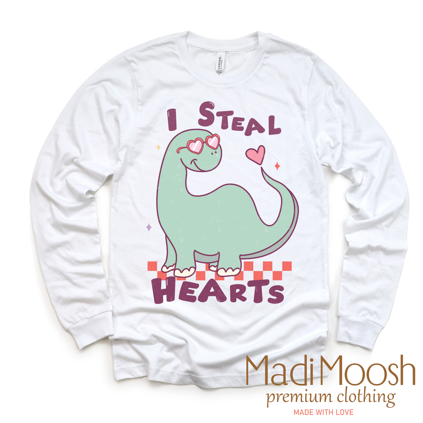 I Steal Hearts Dinosaur Valentine's Day Shirt - Valentine Tee