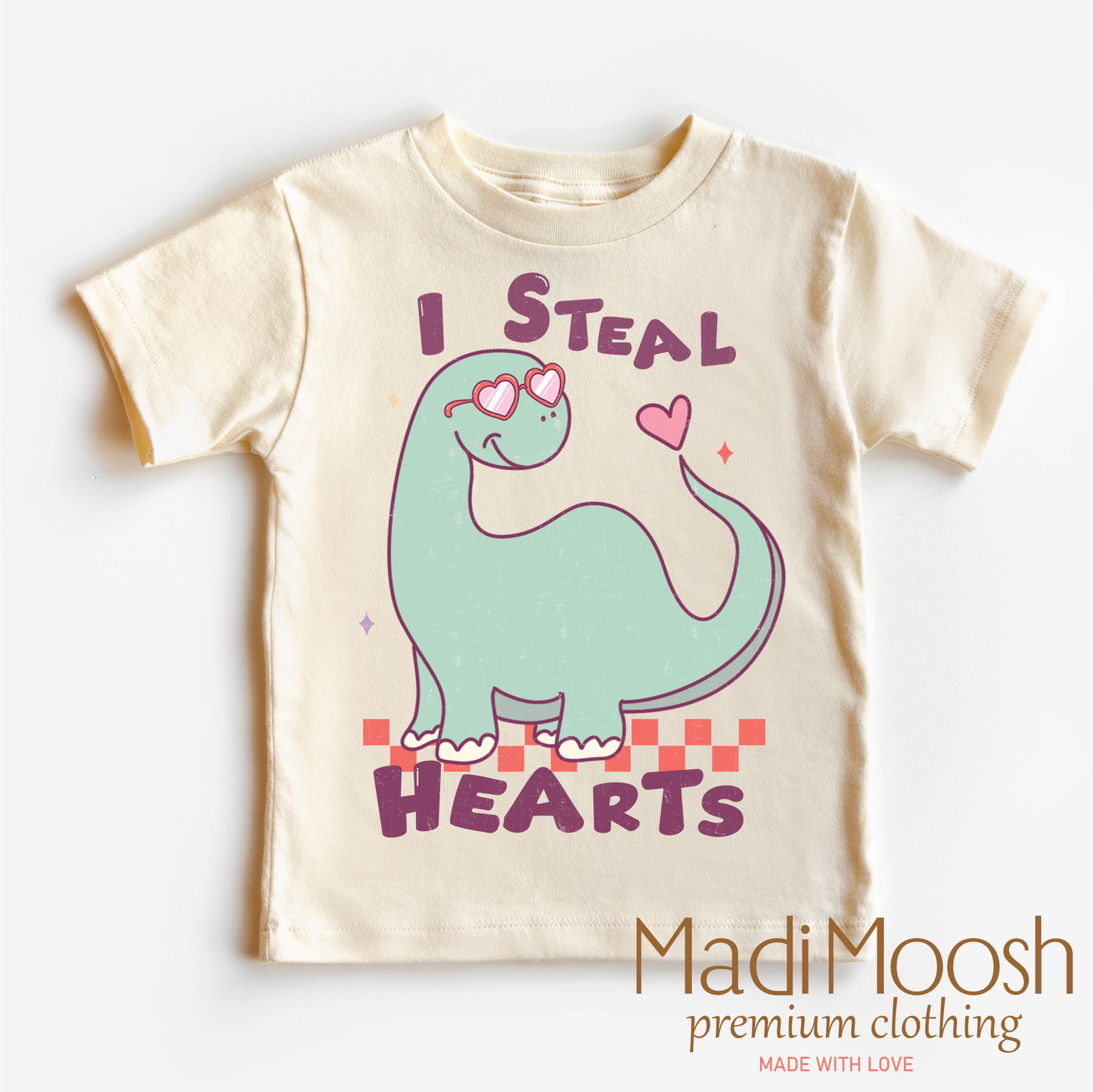 I Steal Hearts Dinosaur Valentine's Day Shirt - Valentine Tee