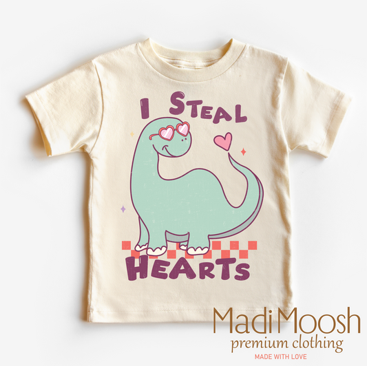 I Steal Hearts Dinosaur Valentine's Day Shirt - Valentine Tee