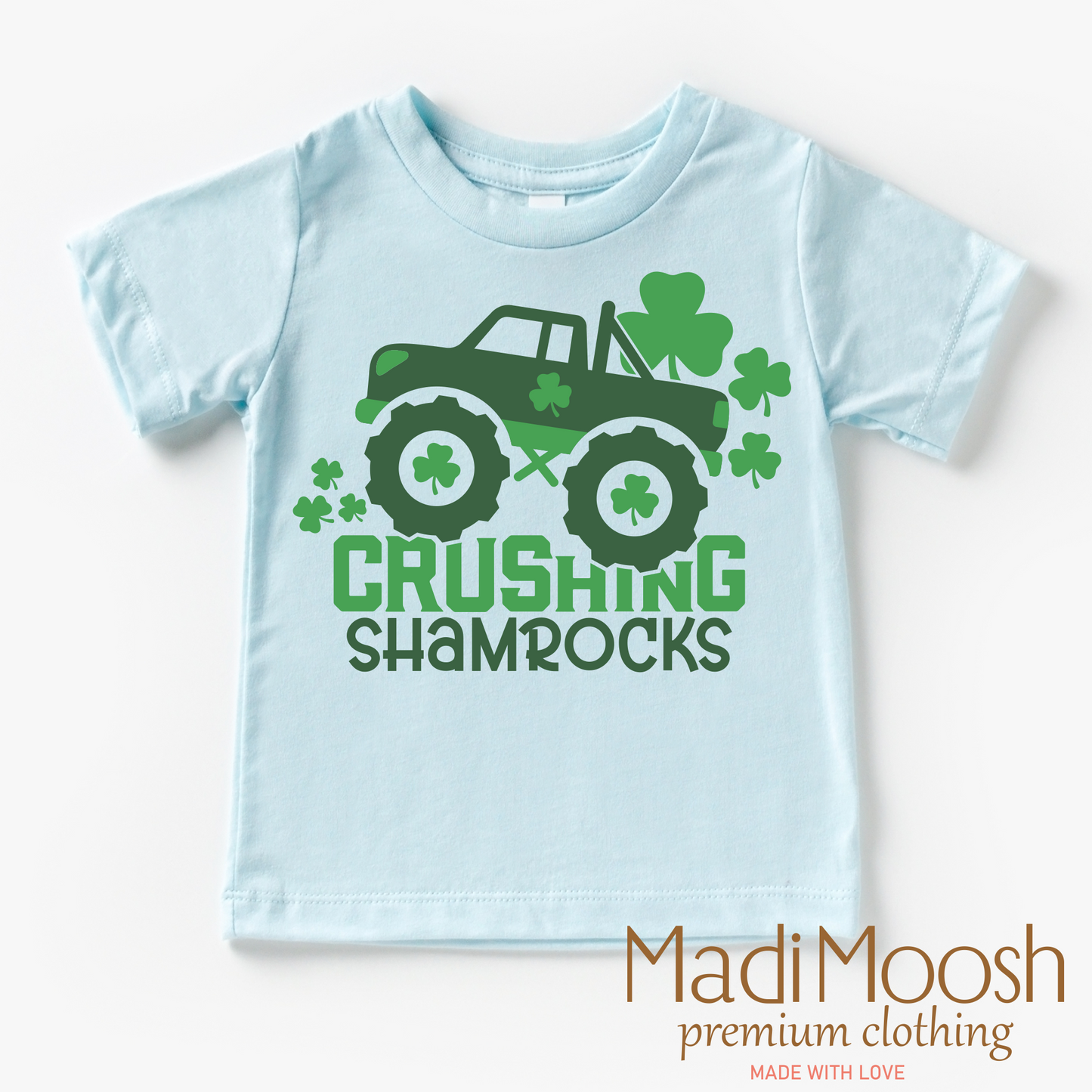 Crushing Shamrocks St. Patrick's Day Shirt - Monster Truck St. Patrick's Day Tee